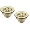 Westbrass Two Post Style Large Kitchen Basket Strainers in Polished Brass D2145-01